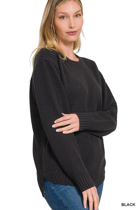 : Its Basically Done Black Basic Sweater - Catching Fireflies Boutique