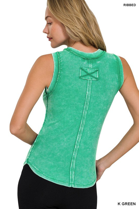 / Timelessly In Style Stretch Kelly Green Ribbed Tank Top - Catching Fireflies Boutique