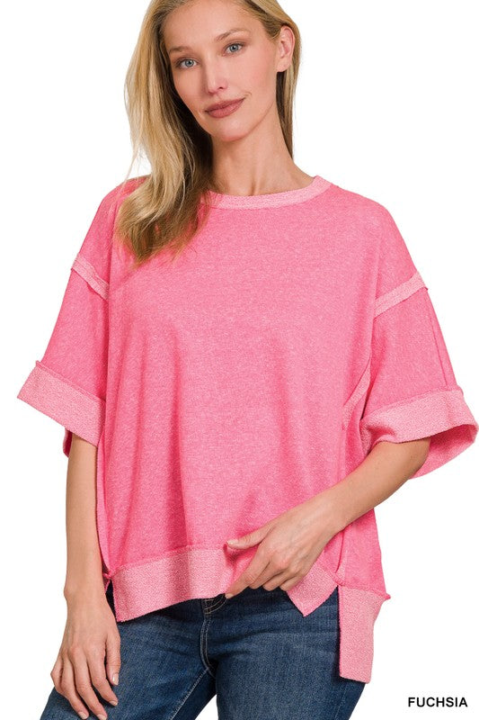 / As Easy As That Fuchsia Contrast Trim Top - Catching Fireflies Boutique