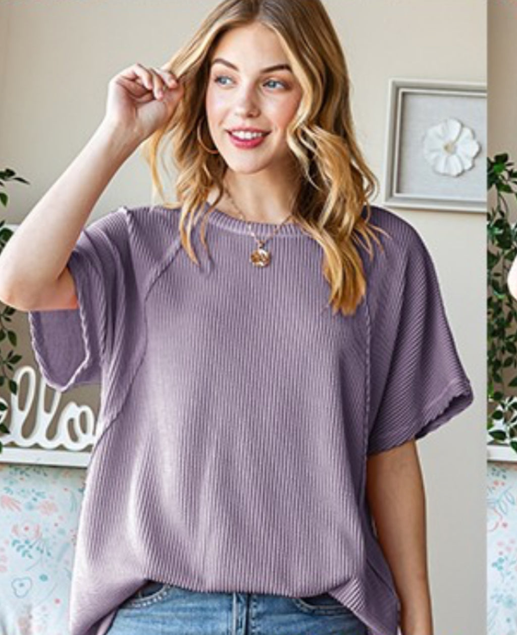 / Just Between The Lines Dusty Lavender Top - Catching Fireflies Boutique