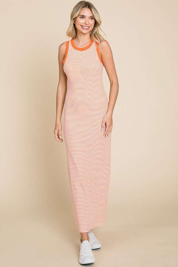 / Here's The Stripes Orange Maxi Dress - Catching Fireflies Boutique