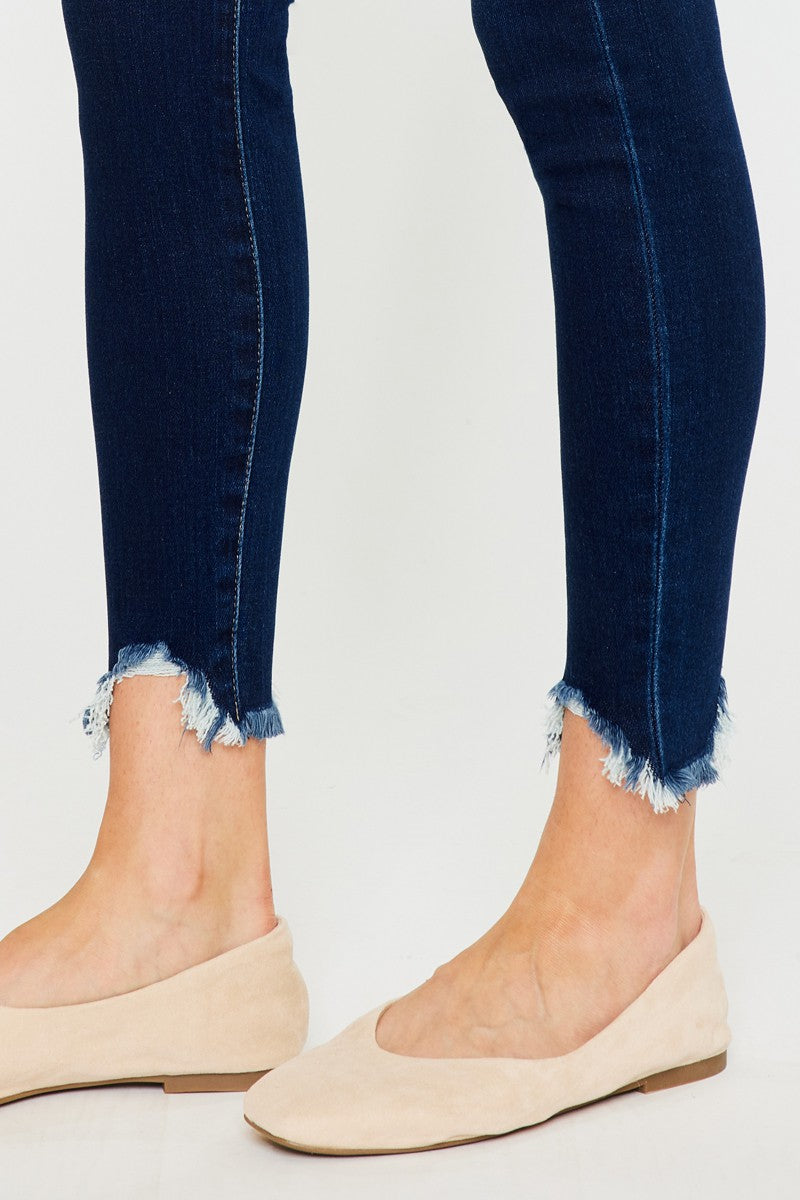 : Delaney High Rise Fray Hem Ankle Super Kancan Jeans - Catching Fireflies Boutique