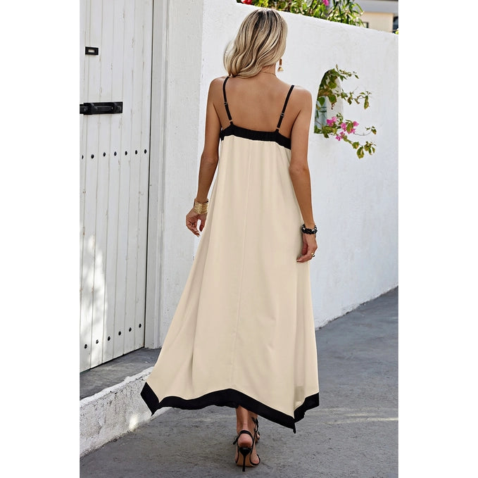 / Aced It Beige A-Line Adjustable Strap Maxi Dress - Catching Fireflies Boutique
