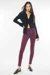 Brianna Kancan Burgundy High Rise Skinny Jeans - Catching Fireflies Boutique