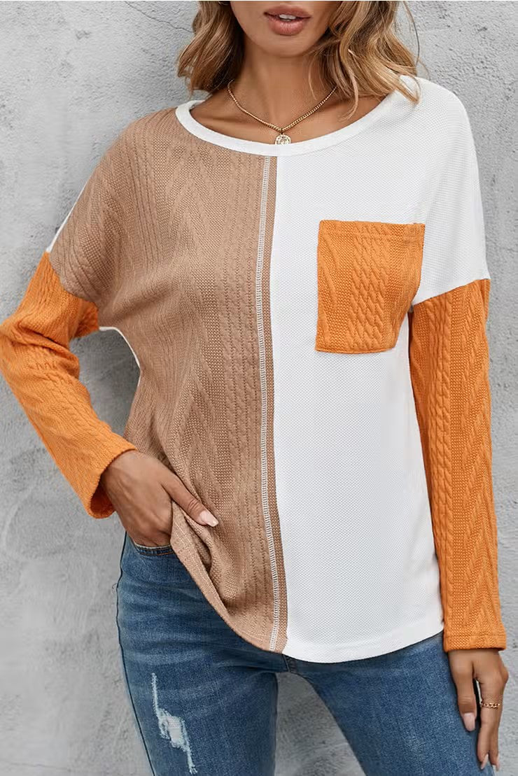 : Perfect Days Ahead Orange Color Block Knit Top - Catching Fireflies Boutique