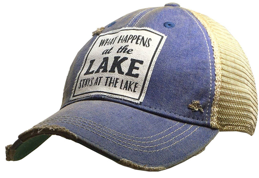 What Happens At The Lake Stays At The Lake Trucker Cap Hat - Catching Fireflies Boutique