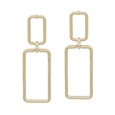 / Gold Open Rectangle Layered 2" Earring - Catching Fireflies Boutique