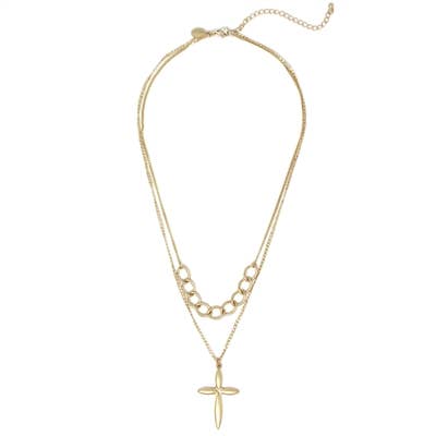 / Worn Gold Chain with Twisted Cross 16"-18" Necklace - Catching Fireflies Boutique