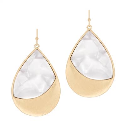 / Natural Acrylic and Gold Teardrop 1.75" Earring - Catching Fireflies Boutique