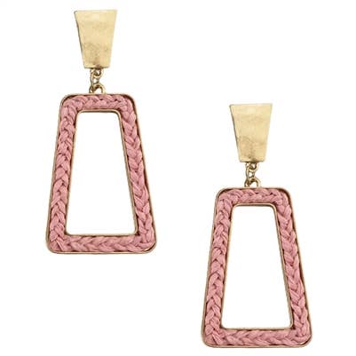 / Pink Braided Open Rectangle and Gold 2" Earring - Catching Fireflies Boutique