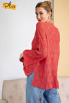 Diamond Sparkle Hot Coral Plus Sweater - Catching Fireflies Boutique