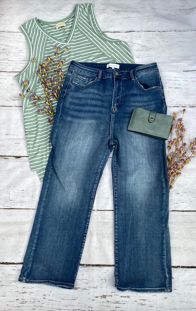 Hallee High Rise Crop Straight Plus Risen Jeans - Catching Fireflies Boutique
