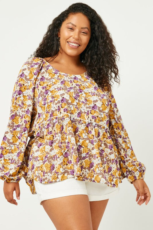 Take Me Home Plus Floral Yellow Top - Catching Fireflies Boutique