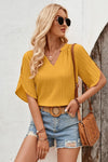 @/ The Sweetest Rush Yellow Side Open Sleeve Blouse (Size Large)