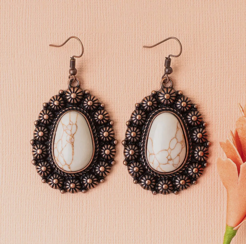 Ivory Stone Squash Blossom Earrings - Catching Fireflies Boutique