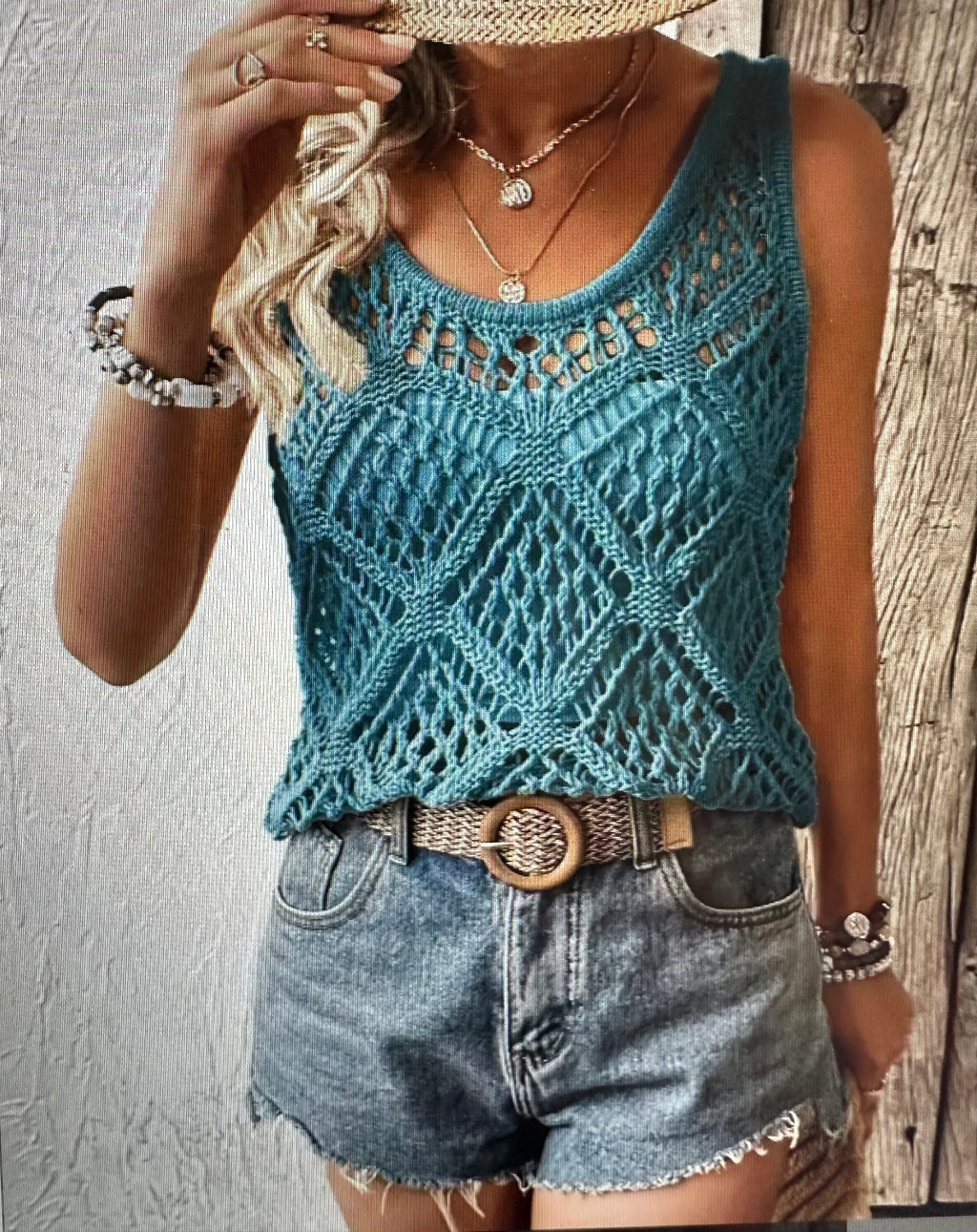 / Blue Ocean Crochet Knit Tank