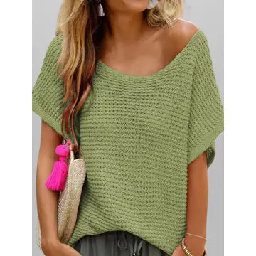 @Take It In Stride Green Crochet Hollow Out Sweater