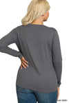 Ash Grey Plus Microfiber Long Sleeve Top - Catching Fireflies Boutique