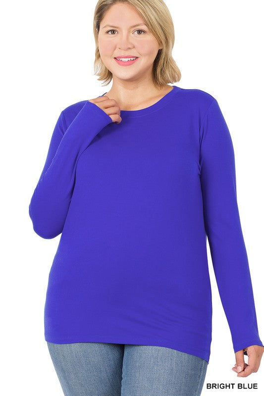 / Bright Blue Plus Microfiber Long Sleeve Top