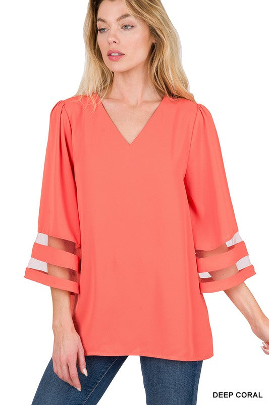 : All The Romance Deep Coral Blouse - Catching Fireflies Boutique