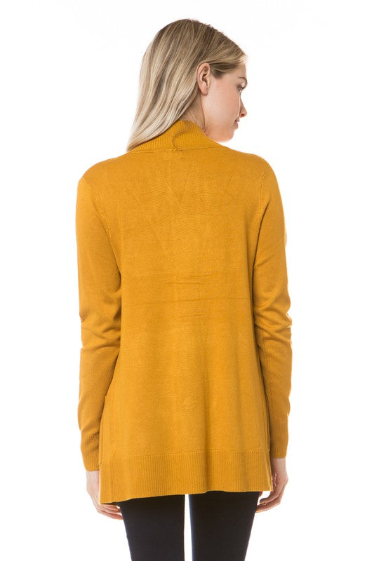 Classy In Classic Mustard Open Front Knit Cardigan