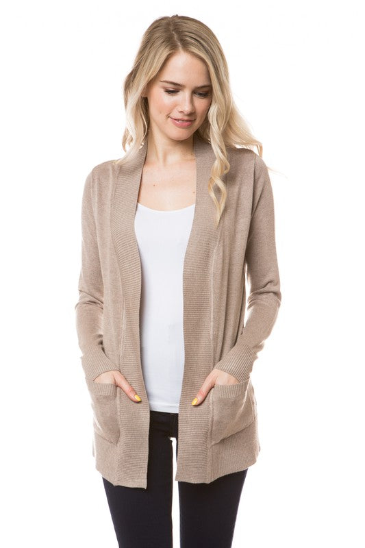 Classy In Classic Camel Open Front Knit Cardigan