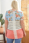 : High Spirits Plus Stripe and Floral Jersey Top - Catching Fireflies Boutique