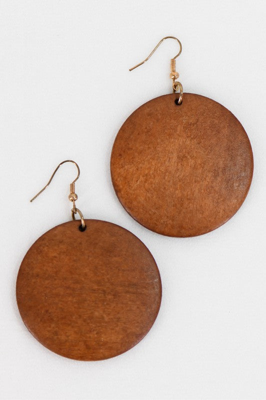 Boho Laser Cut Round Wood Earrings