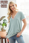 : Sweetly Sage Plus V-Neck Shirt - Catching Fireflies Boutique
