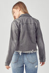 / So Simple Grey Frayed Hem Vintage Washed Jacket