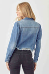 / Leading To You Medium Wash Distressed Denim Crop Jacket