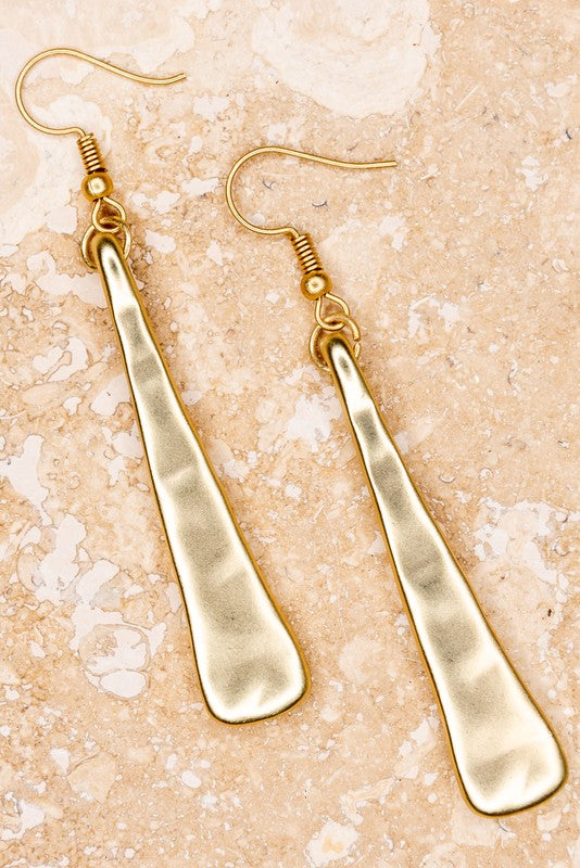 / Hammered Gold Triangle Fishhook Earrings - Catching Fireflies Boutique