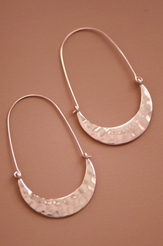 / Half Moon Hammered Metal Assorted Drop Earrings