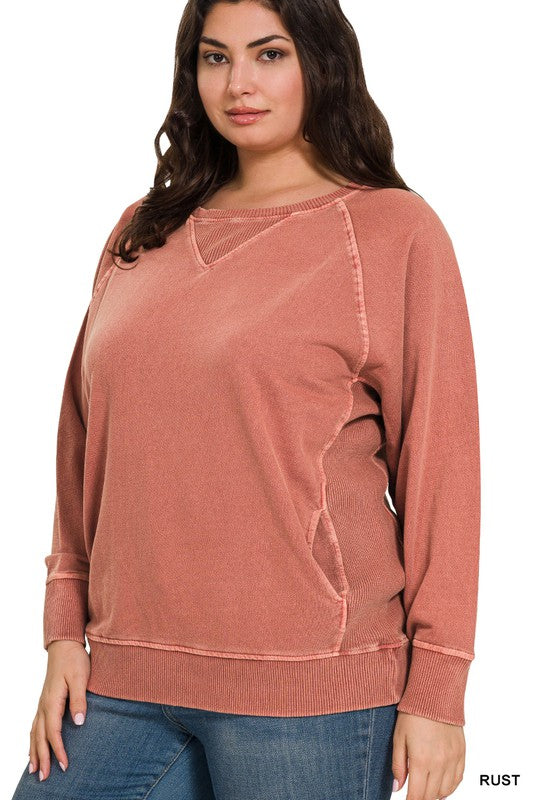 / Casual Candor Plus Rust Terry Pullover Top (Size 3X)