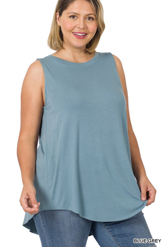 / Ebb And Flow Plus Blue Grey Luxe Rayon Tank