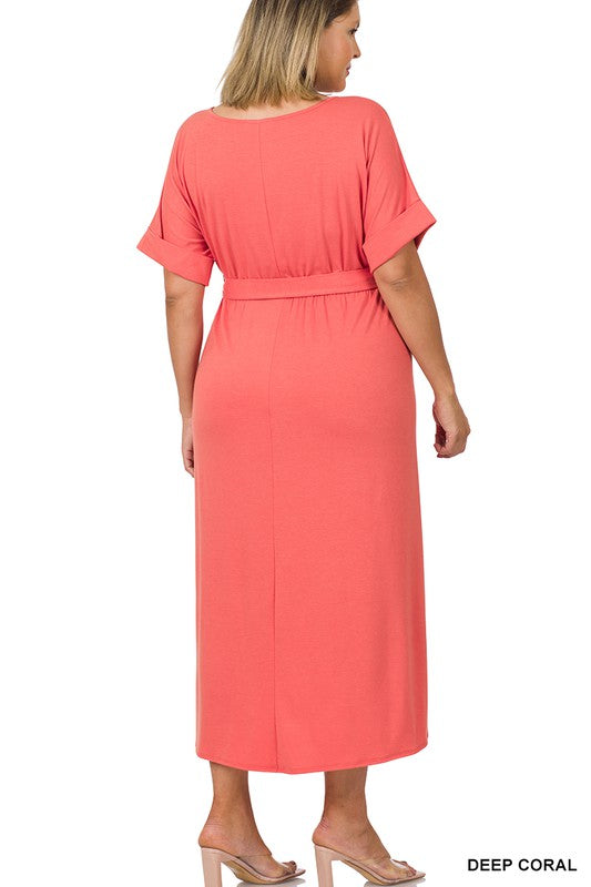 : Dreamsicle Junction Plus Deep Coral Maxi Dress - Catching Fireflies Boutique