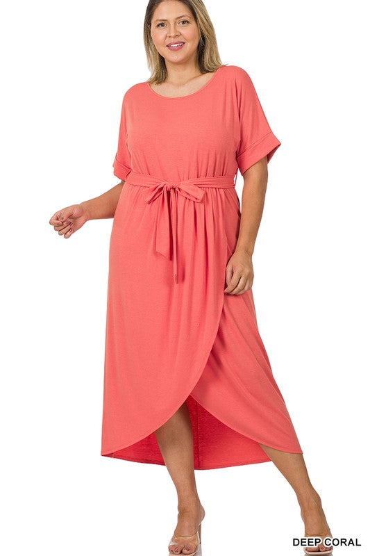 : Dreamsicle Junction Plus Deep Coral Maxi Dress - Catching Fireflies Boutique