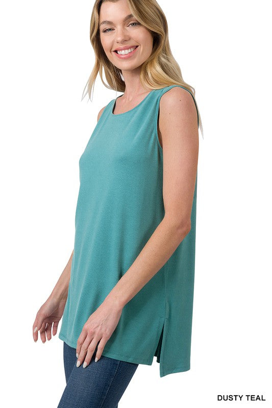 / On The Regular Sleeveless Dusty Teal Top - Catching Fireflies Boutique