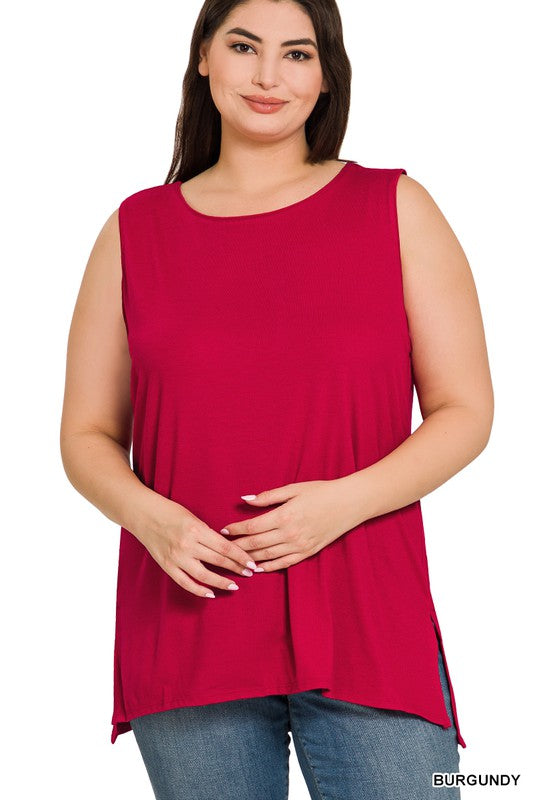 / On The Regular Plus Sleeveless Burgundy Top