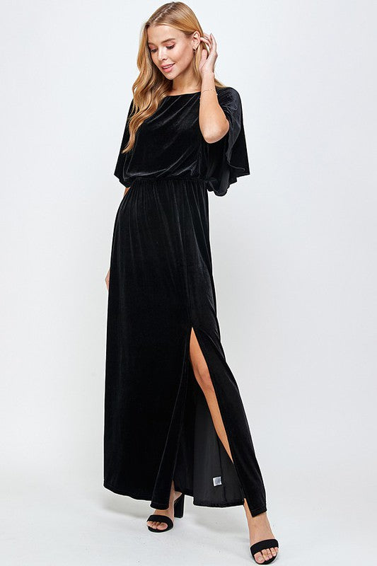 : Formal Attire Only Black Velvet Maxi Dress - Catching Fireflies Boutique