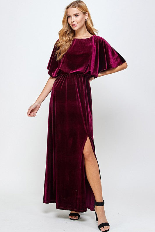: Formal Attire Only Burgundy Velvet Maxi Dress - Catching Fireflies Boutique