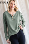 / Different Point Of View Plus Olive Waffle Knit Top - Catching Fireflies Boutique