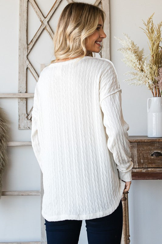 : Do You Have Cable Cream Plus Knit Top - Catching Fireflies Boutique