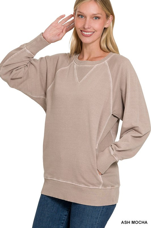 Casual Candor Ash Mocha Pullover Top (Size Small)