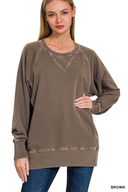 Casual Candor Brown Pullover Top