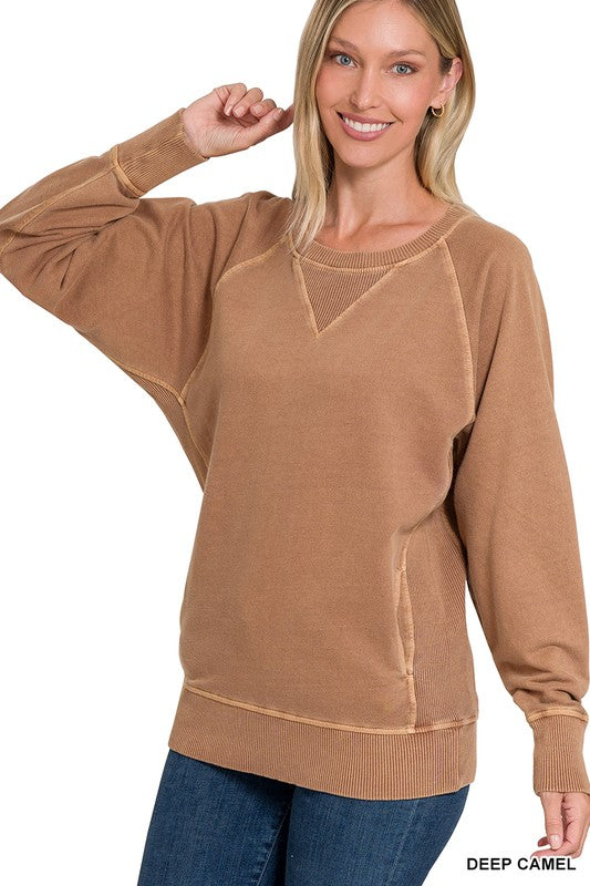 Casual Candor Deep Camel Pullover Top