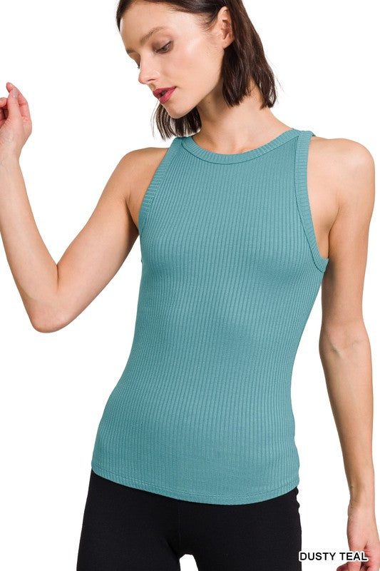 / Tanks A Lot Dusty Teal Crew Neck Tank Top