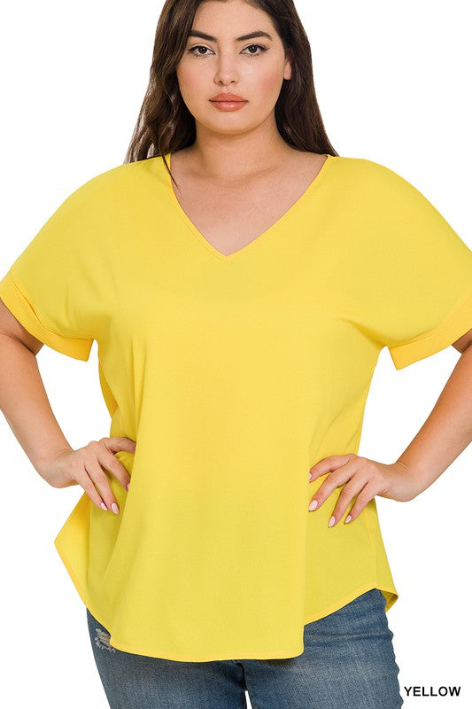 / On Balance Plus Yellow V-Neck Top - Catching Fireflies Boutique