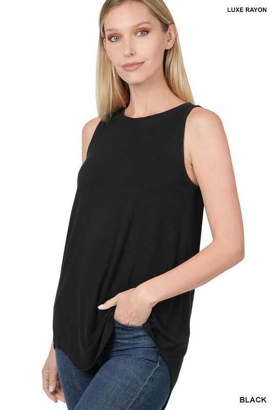 / Ebb And Flow Black Luxe Rayon Tank - Catching Fireflies Boutique