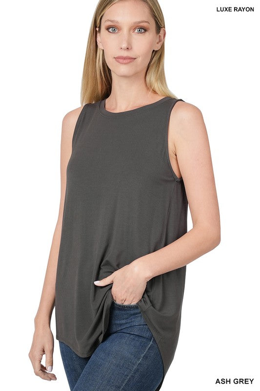 / Ebb And Flow Ash Grey Luxe Rayon Tank - Catching Fireflies Boutique